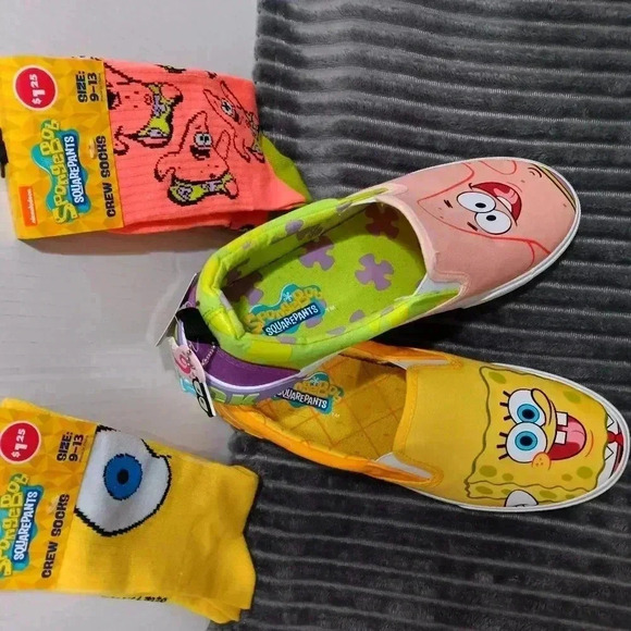 NWOB SpongeBob Squarepants & Patrick Slip On Canvas Sneaker Mens Shoe Sz 8.5 - Picture 11 of 12